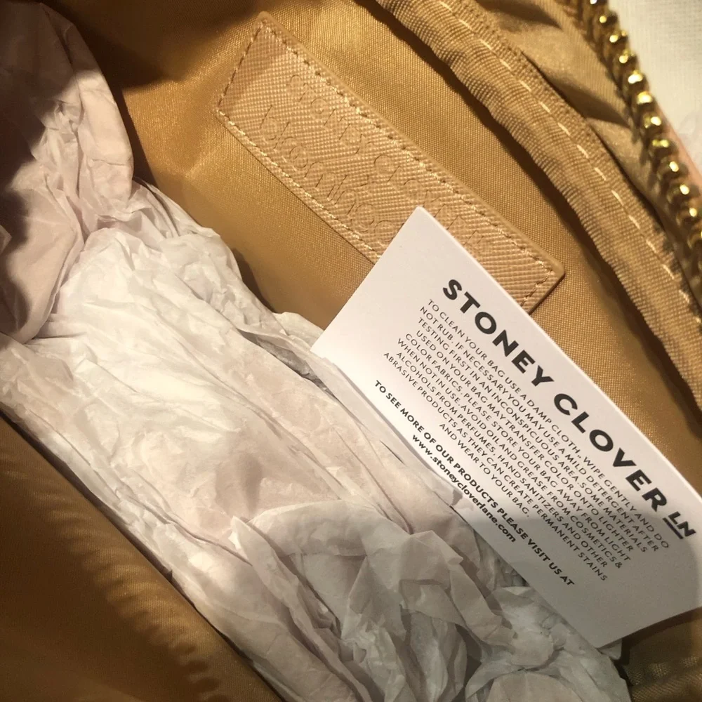 NWT Stoney Clover Lane for Bloomingdale’s Medium Brown Pouch /Cosmetic Bag